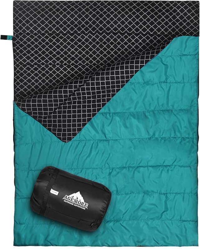 Saco de dormir doble de franela de algodón, saco de dormir para acampar para 2 personas | Tamaño Queen para adultos, parejas, familias, acampadas, mochileros, senderismo o viajes en vehículos recreativos, ligero e impermeable, uso en 3-4 estaciones