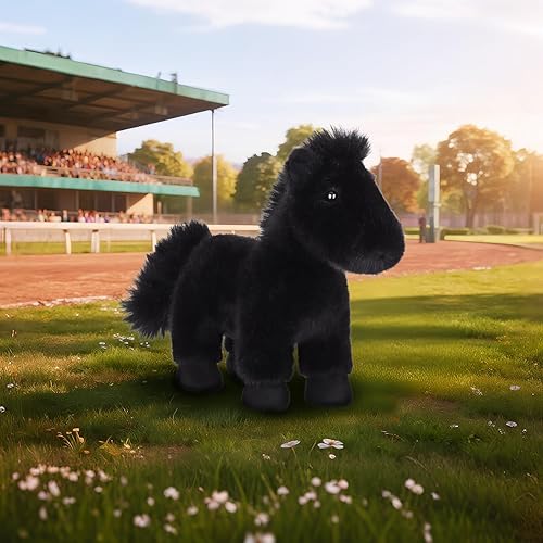 Miniatura 2 de Apricot Lamb Juguetes de peluche negro salvaje caballo caballo de peluche suave perfecto para niños 9.4 pulgadas