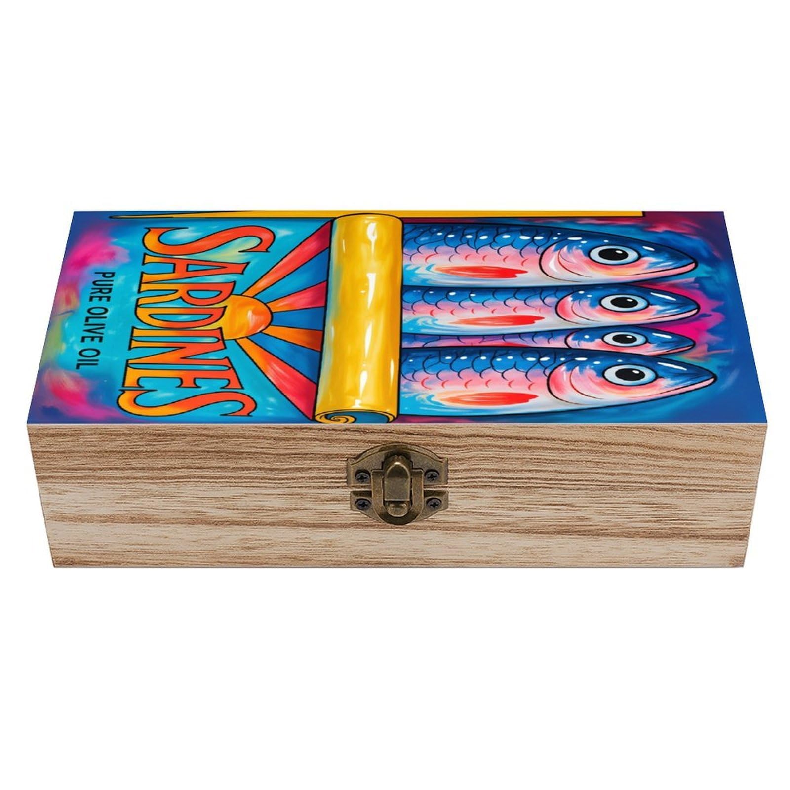 asbwuo Vintage Sardines Vintage Wooden Keepsake Box