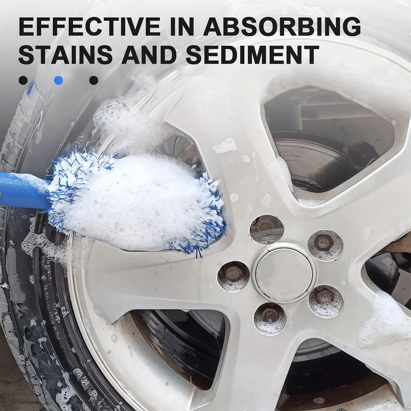 Szczotka do felg aluminiowych, 3 sztuki, szczotka do czyszczenia felg, płaska | Wheel Brush Premium szczotka do czyszczenia felg z mikrofibry ze szczotką do opon do wszystkich typów felg