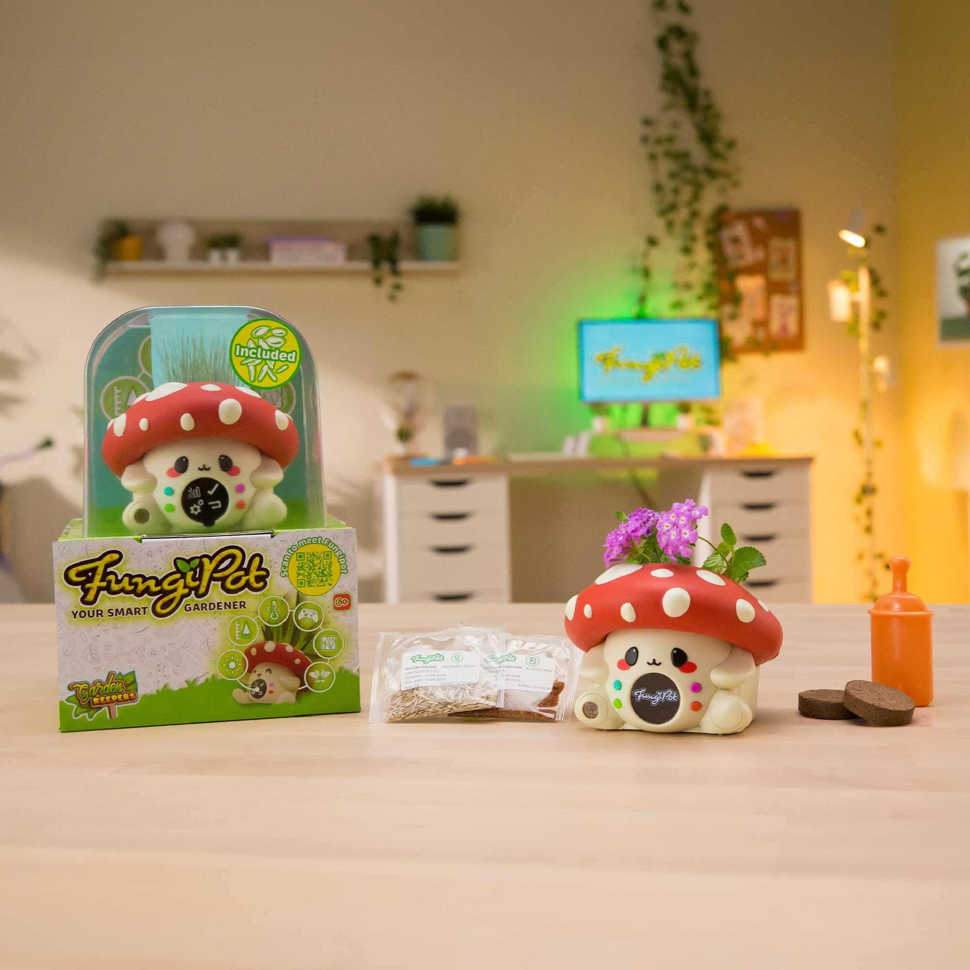 Garden KEEPERS FungiPot, Intelligenter Blumentopf, interaktives digitales Haustier zur Pflege von Pflanzen, Feuchtigkeitssensoren… – Ansicht 2