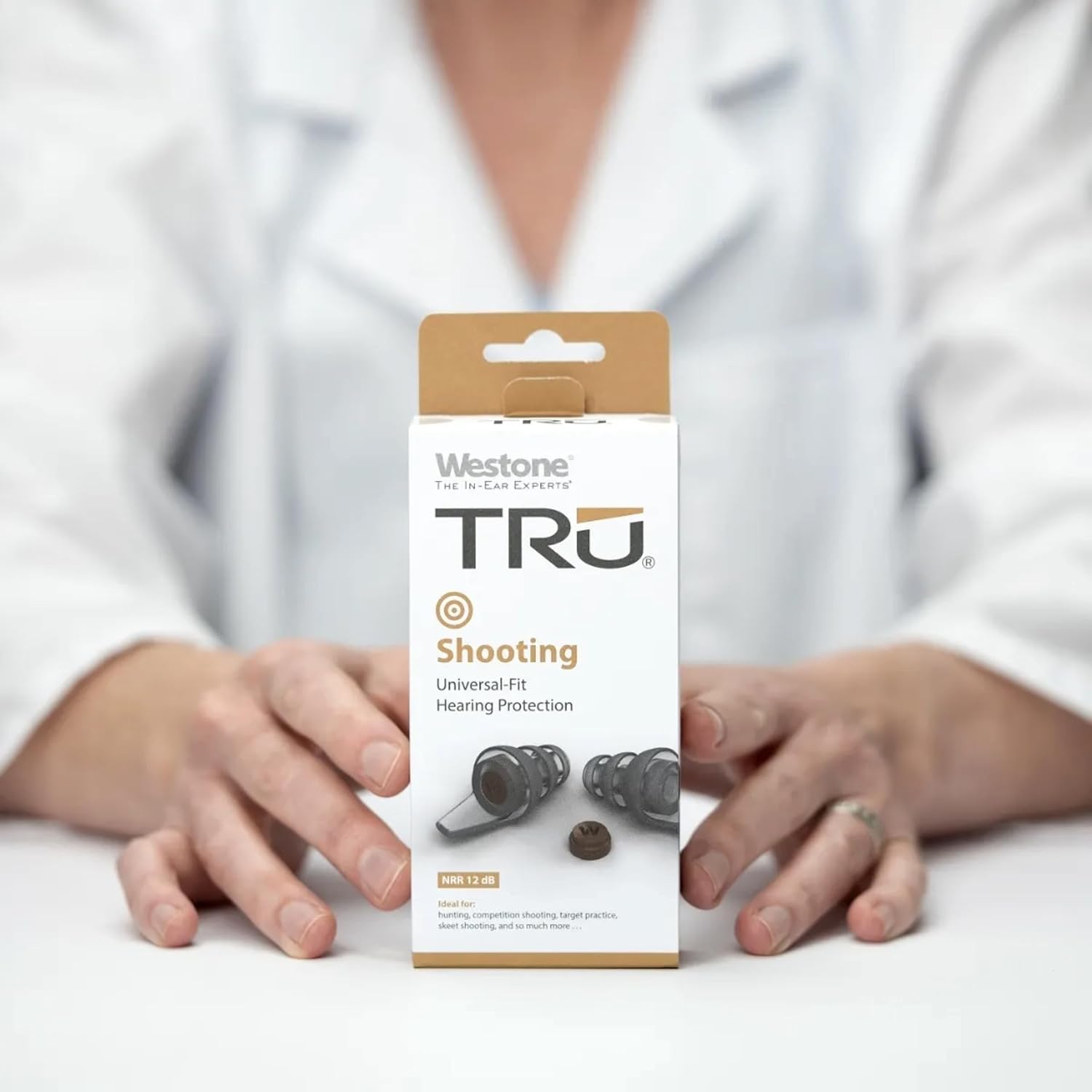 Shooting Earplugs – Reusable High-NRR Filtered Hearing Protection for Gun Range, Hunting, Tactical Noise Reduction, Universal Fit with Case – Acoustic Safety Plugs by Westone TRU