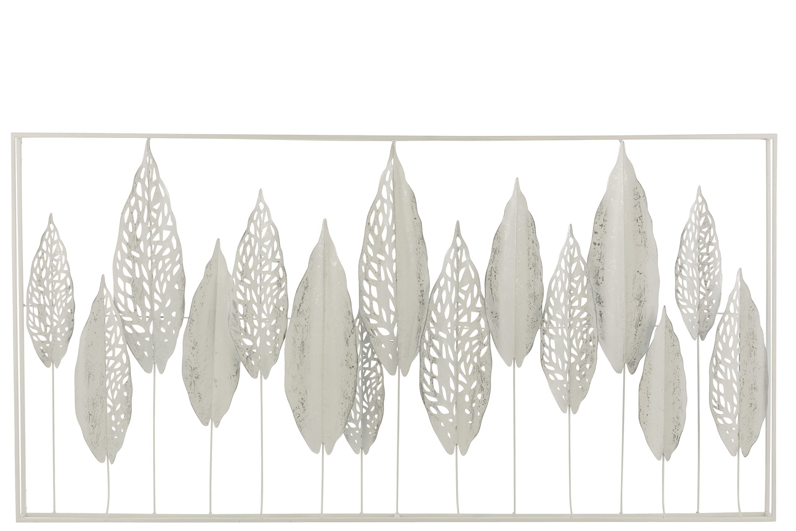 Decoración de pared con hojas, metal, color blanco