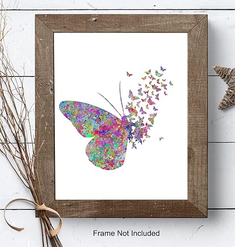 Miniatura 9 de Arte de pared estilo acuarela de mariposa para guardería, bebé, niños, mujeres, niñas, habitación, decoración moderna del hogar o apartamento o gran