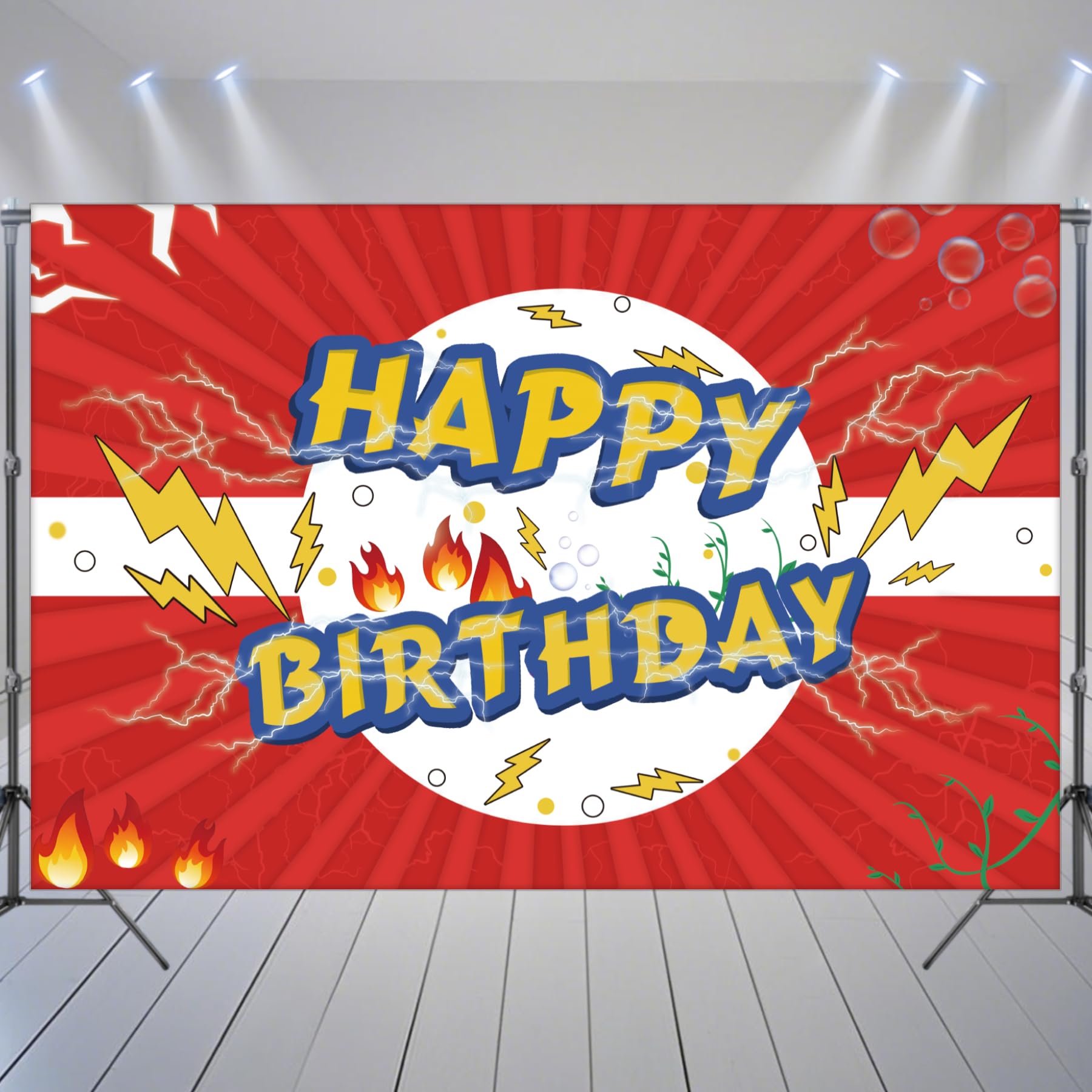 Cartoon Red Birthday Decorations, Anime white Themed Birthday Party Banner for Boys and Girls Party Supplies