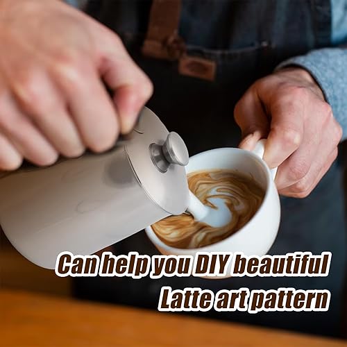 Miniatura 5 de Jarra espumadora de leche con tapa jarra de café de acero inoxidable jarra espumadora de leche taza espumadora de leche para café para hacer arte de