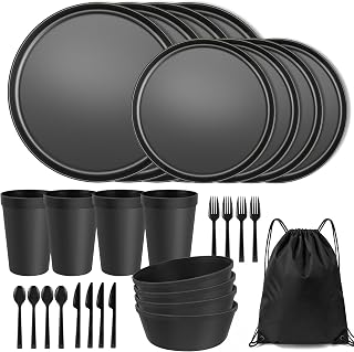 28 Piece Plates and Bowls Sets for 4 with Cutlery