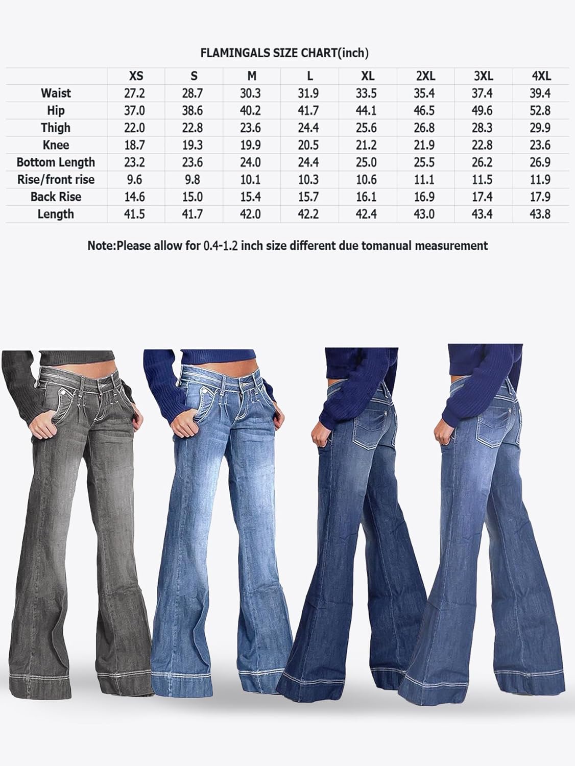 Flamingals Low Rise Straight Leg Wide Leg Baggy Jeans Women Stretch Boyfriend Butterfly Flare Denim Pants - Image 2