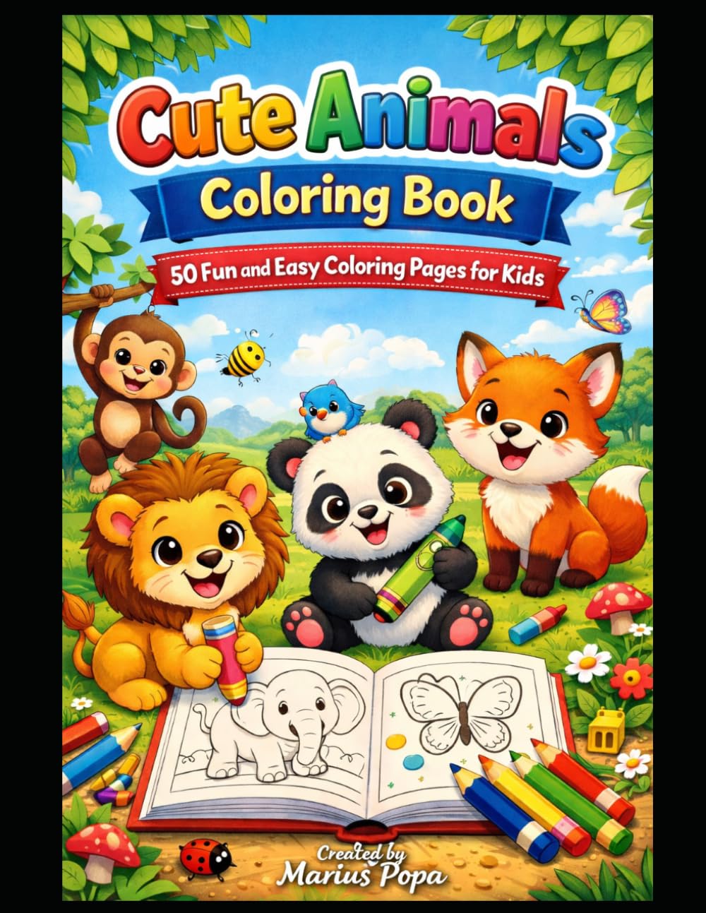 Animal Coloring Book-55 Cute Illustrations