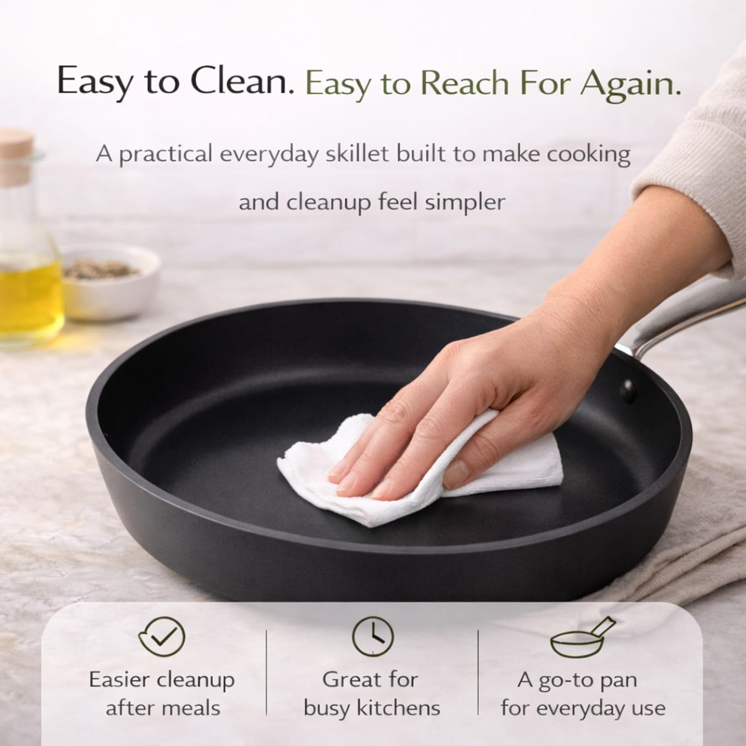 Alva Maestro Ceramic Nonstick Frying Pan, 9.5-Inch, PFAS-Free Healthy Cooking, Induction Safe, Recycled Aluminum, 10-Year Warranty