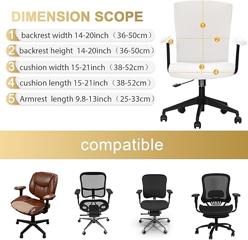 Miniatura 4 de Tallew Juego de 4 fundas para sillas de oficina, fundas protectoras universales para sillas de computadora, fundas elásticas para reposabrazos de