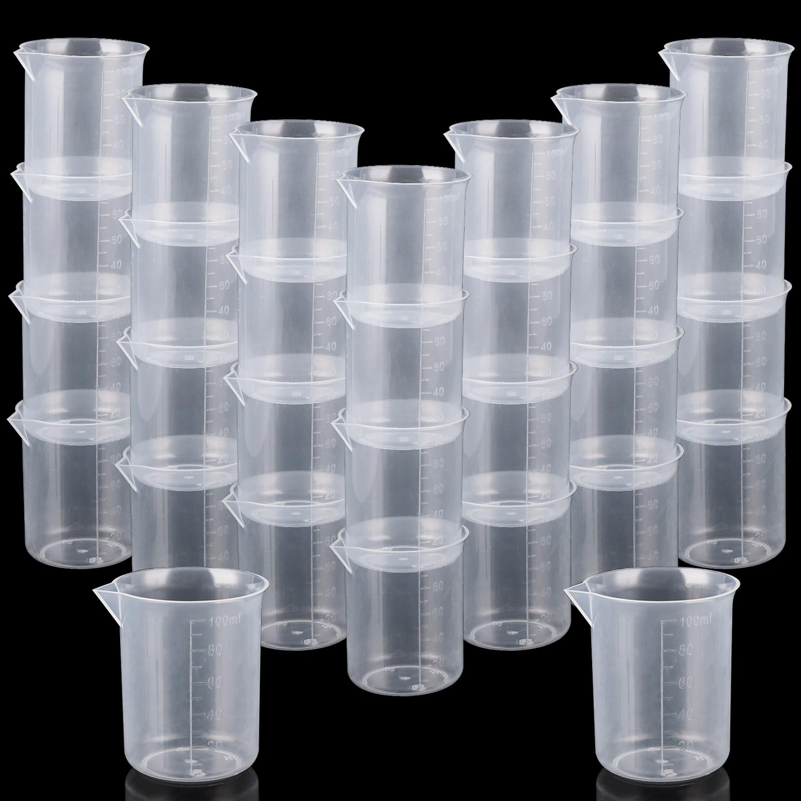ASelected 30 PCS 100ml Resin Measuring Cups,Graduated Cups with Double-Sided Scale,Epoxy Mixing Cups,Plastic Measuring Cups for Resin Mixing,Liquid and Paint,for Kitchen Cooking Medicine Measure Tool