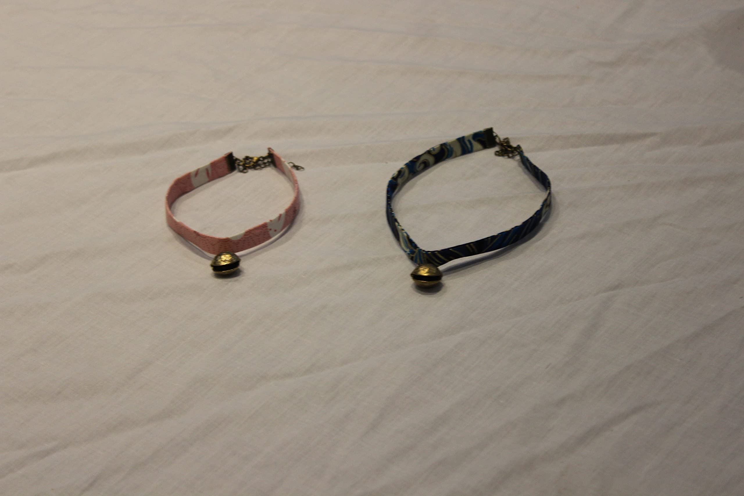 Cat Collars with Bell，Adjustable Dog and Cats Collar，Cotton and Linen Cat Safety Collar (Pink,)