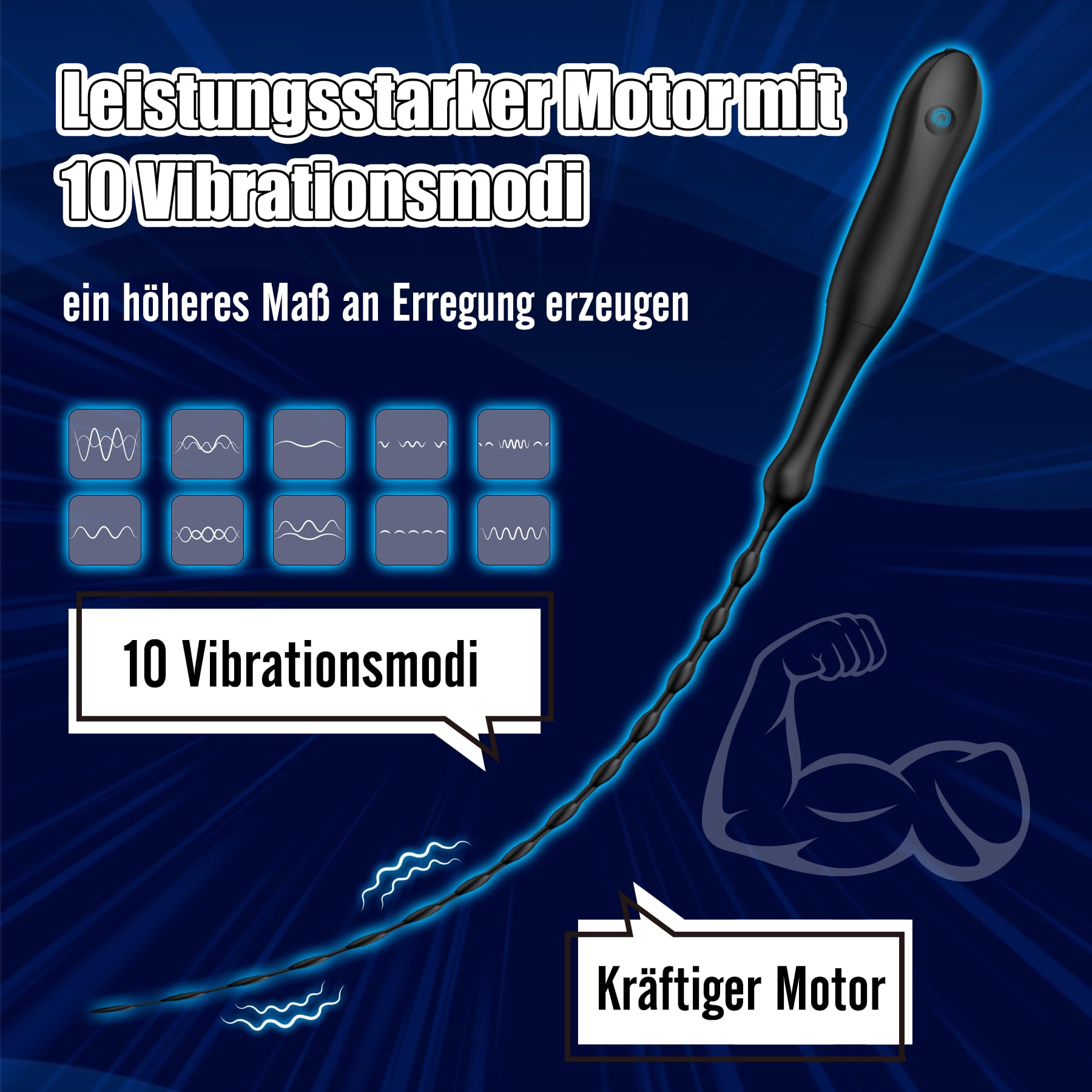 Dilatatore Uretrale Pene Giocattoli Sessuali Vibranti con Sonda Uretrali per Uomini, Vibratore Penieno con Plug Uretrale - 10.6" (26.9 cm) Lunghezza Inseribile, Dilatatori per Pene
