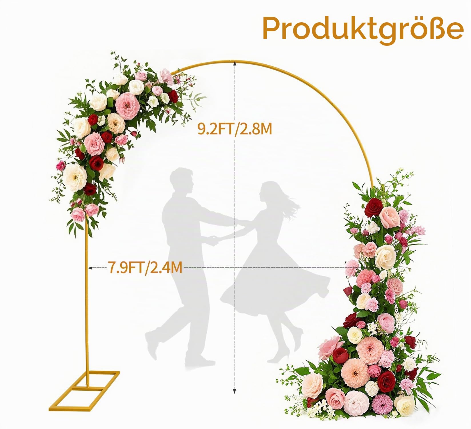 Metall Hochzeitsbogen, Halten bis zu 5kg, Hintergrundständer Stand | 2.8X2.4 m Traubogen Hochzeit für Geburtstag Party Braut Baby Dusche Zeremonie Hochzeitstag Dekoration