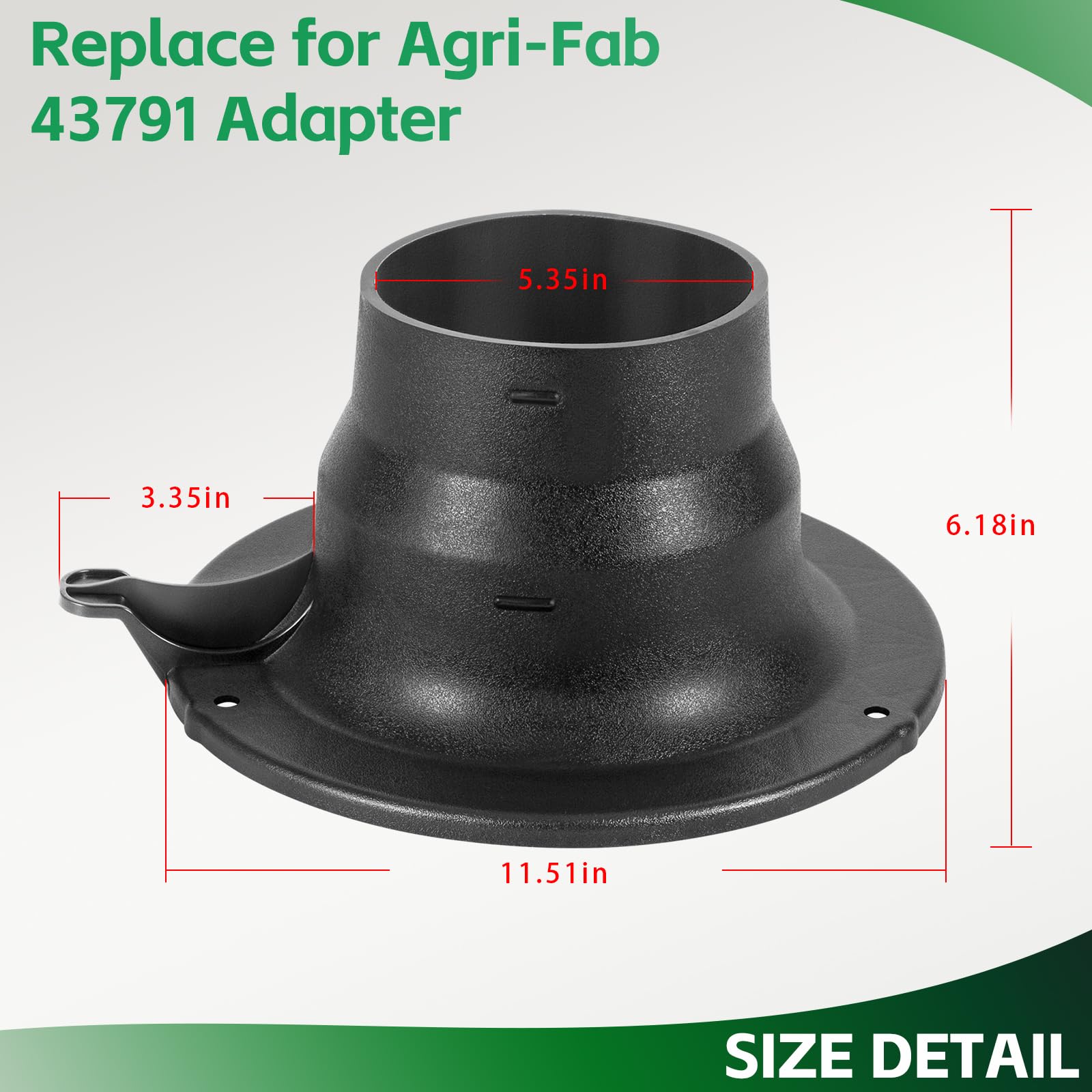 Piezas de aspiradora de césped, piezas de aspiradora de césped, adaptador de manguera de vacío de hojas y piezas de repuesto para adaptador Agri Fab 43791