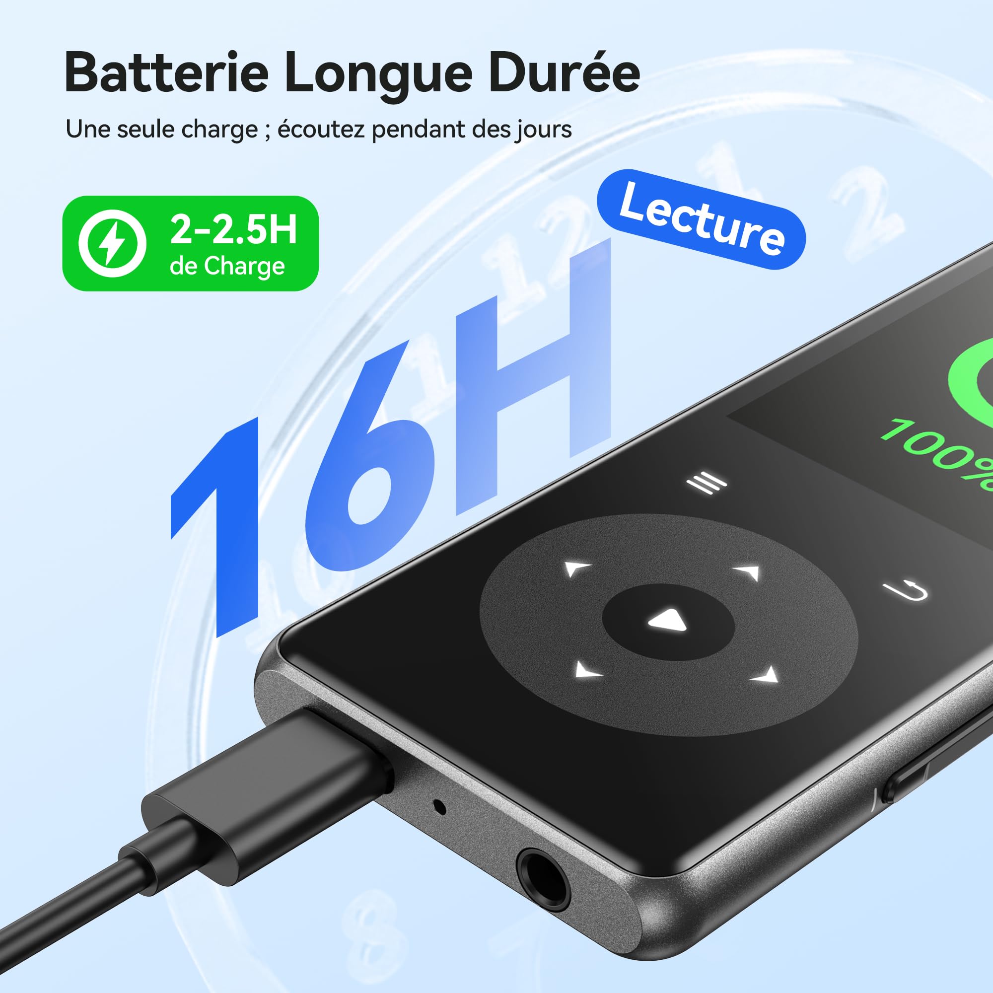 AGPTEK 64Go Lecteur MP3 Bluetooth 5.4 avec Haut-Parleur,Lecteur de Musique