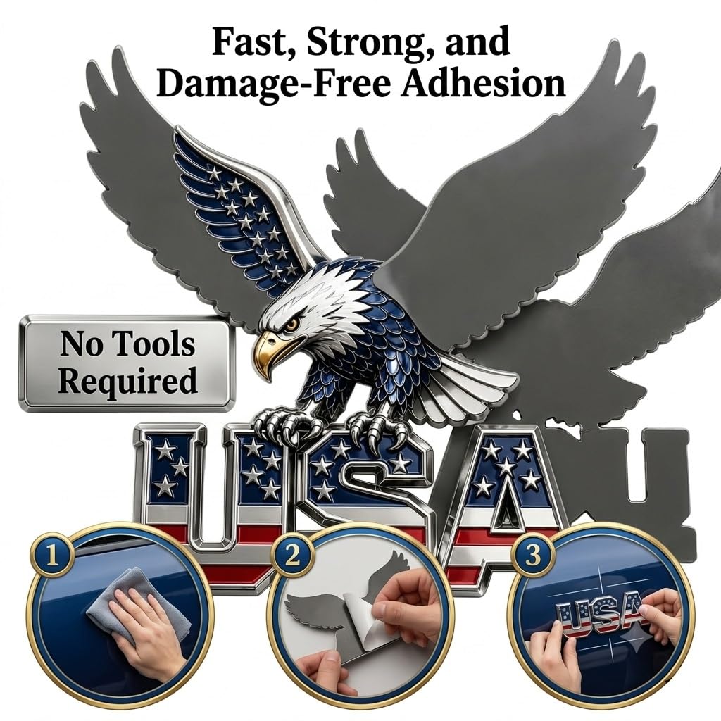 USA Faith Family & Freedom Metallemblem, 250. Jahrestag Flagge Metallemblem, Eagle of Freedom Patriot Abzeichen for LKW, SUV, Wohnmobil, Motorrad(5pcs)