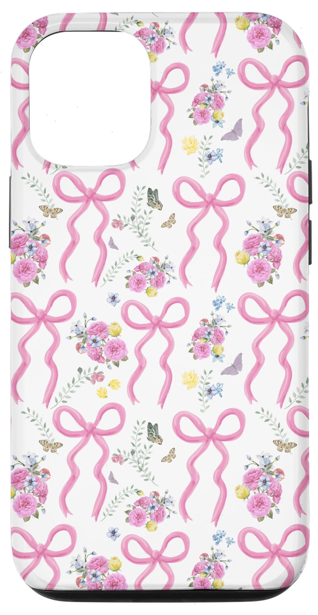 Aesthetic Pink Bows, Roses and Butterflies Case for iPhone 12/12 Pro