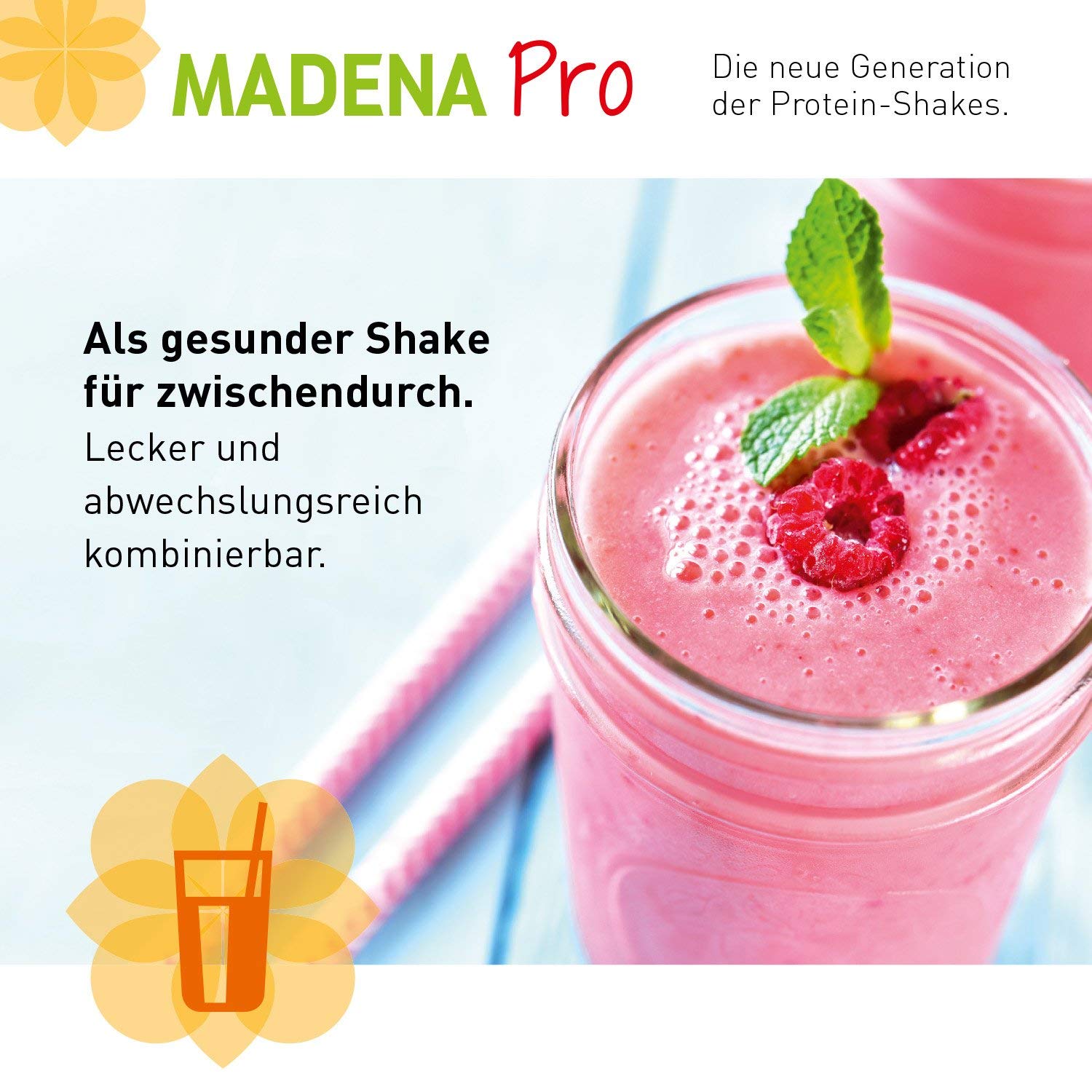 MADENA Pro Vegan Protein Pulver – rein pflanzliches Proteinpulver aus Reis u. Erbsen ohne Soja – Eiweißpulver vegan mit hochdosiertem Granatapfelextrakt für deinen Protein-Shake, ohne Zucker