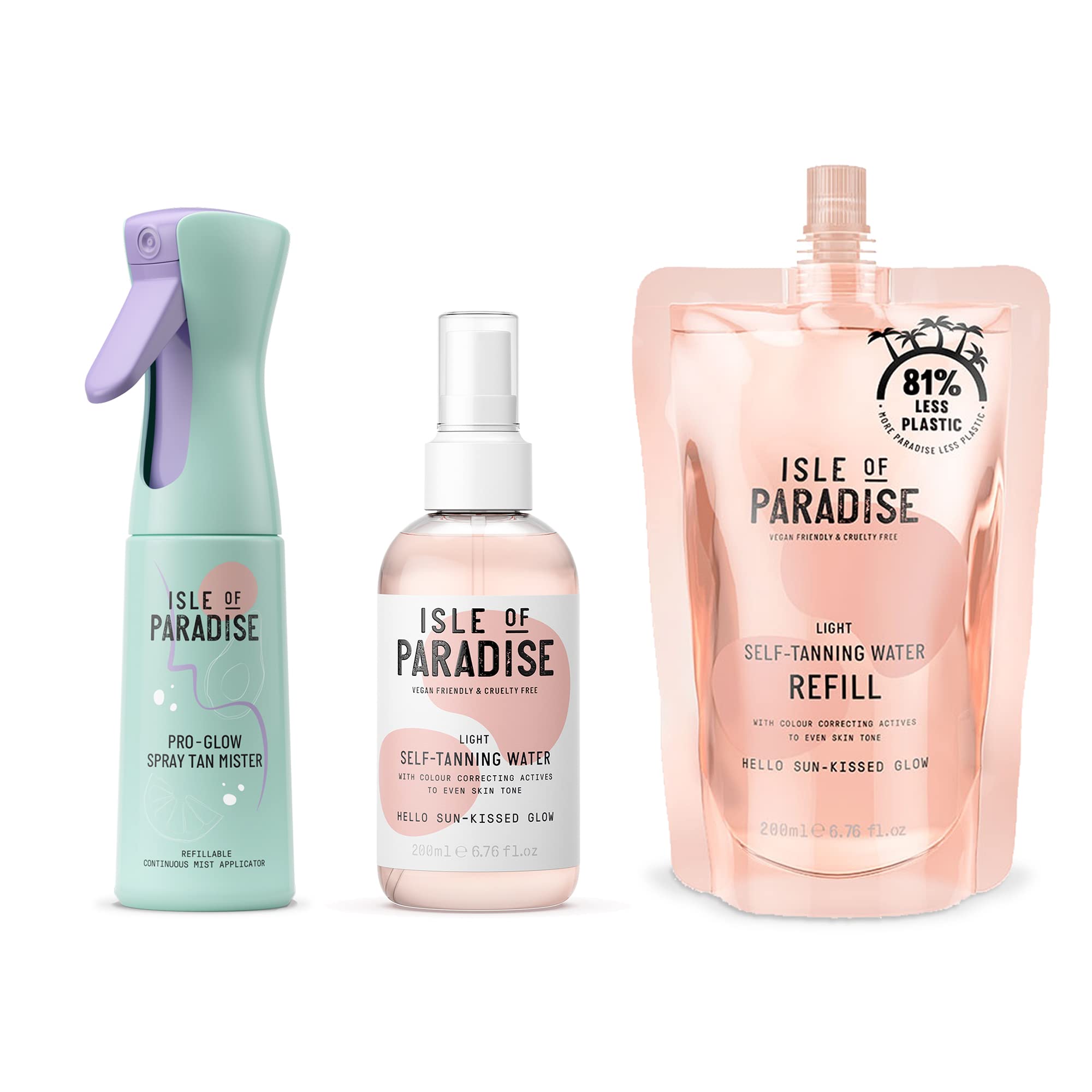 Isle of Paradise Self Tan Water Bundle Light Vegan and