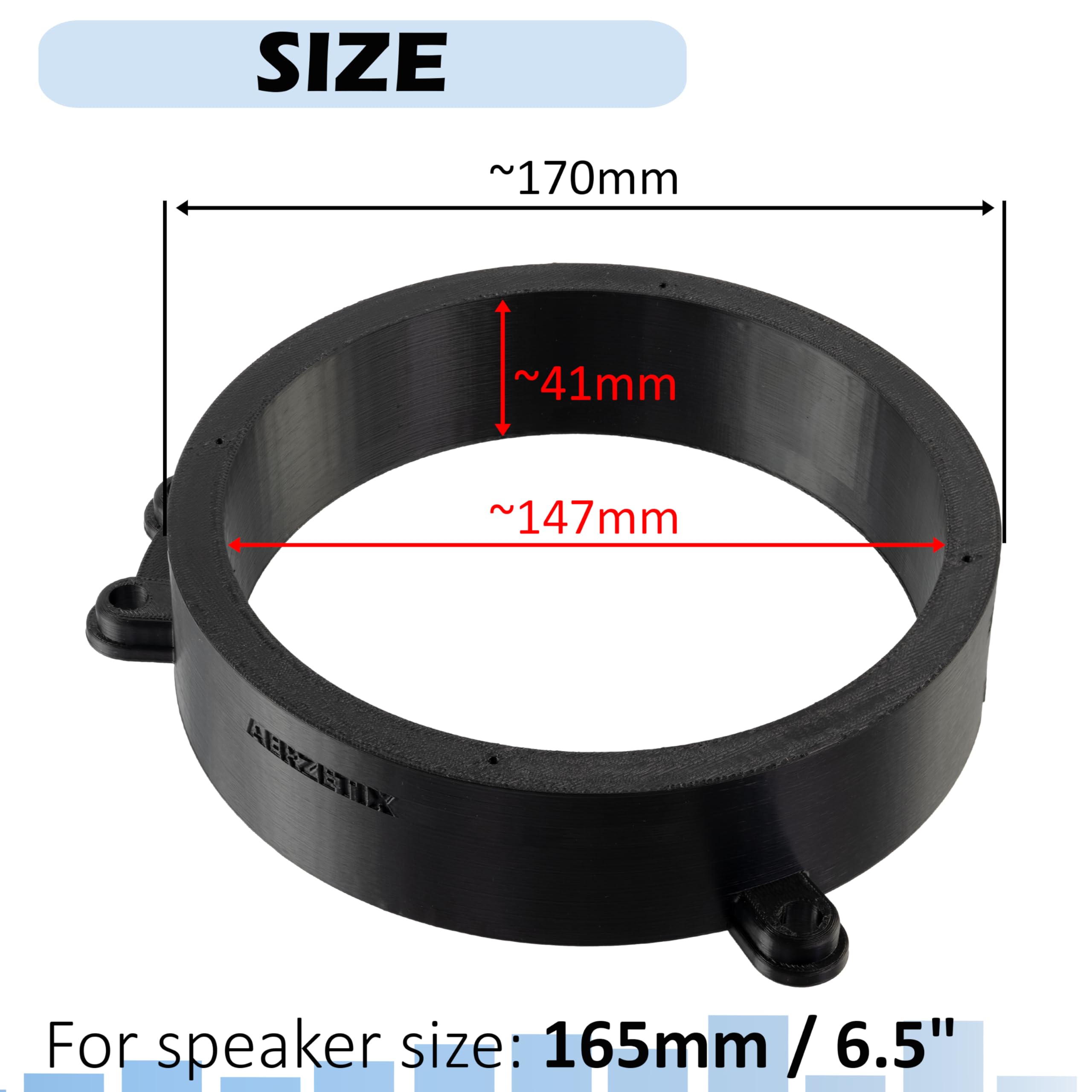 Aerzetix | Kit di 2 adattatori per altoparlanti Ø165 mm in plastica ABS | compatibile con Mercedes-Benz C-Class W203 sedan, S203 T-Modell, CLC-Class CL203 Sportcoupé, CLK A209/C209 Cabriolet/Coupé