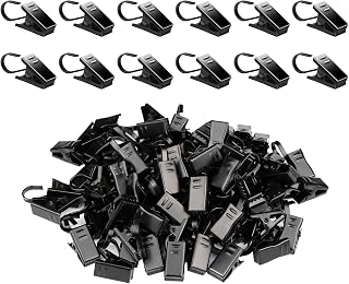 Curtain Clips Hooks, 80 Pack 430 Stainless Steel Drapery S Hooks Clips for Hanging Christmas String Lights Party Decoration, Art Craft Display, Wire Gutter Tent Camper Awning Hangers, Black