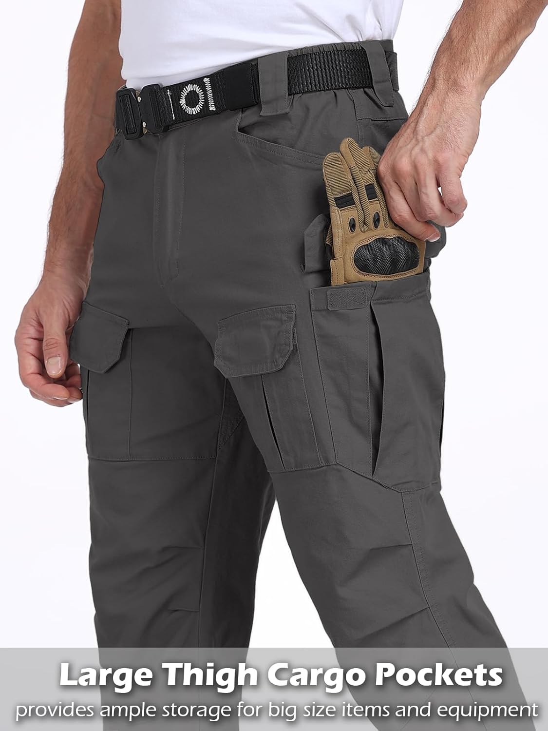 NAVEKULL Cotton Work Cargo Pants Stretch Lightweight Tactical Military Hiking Outdoor Pants with 8 Pockets - Image 3