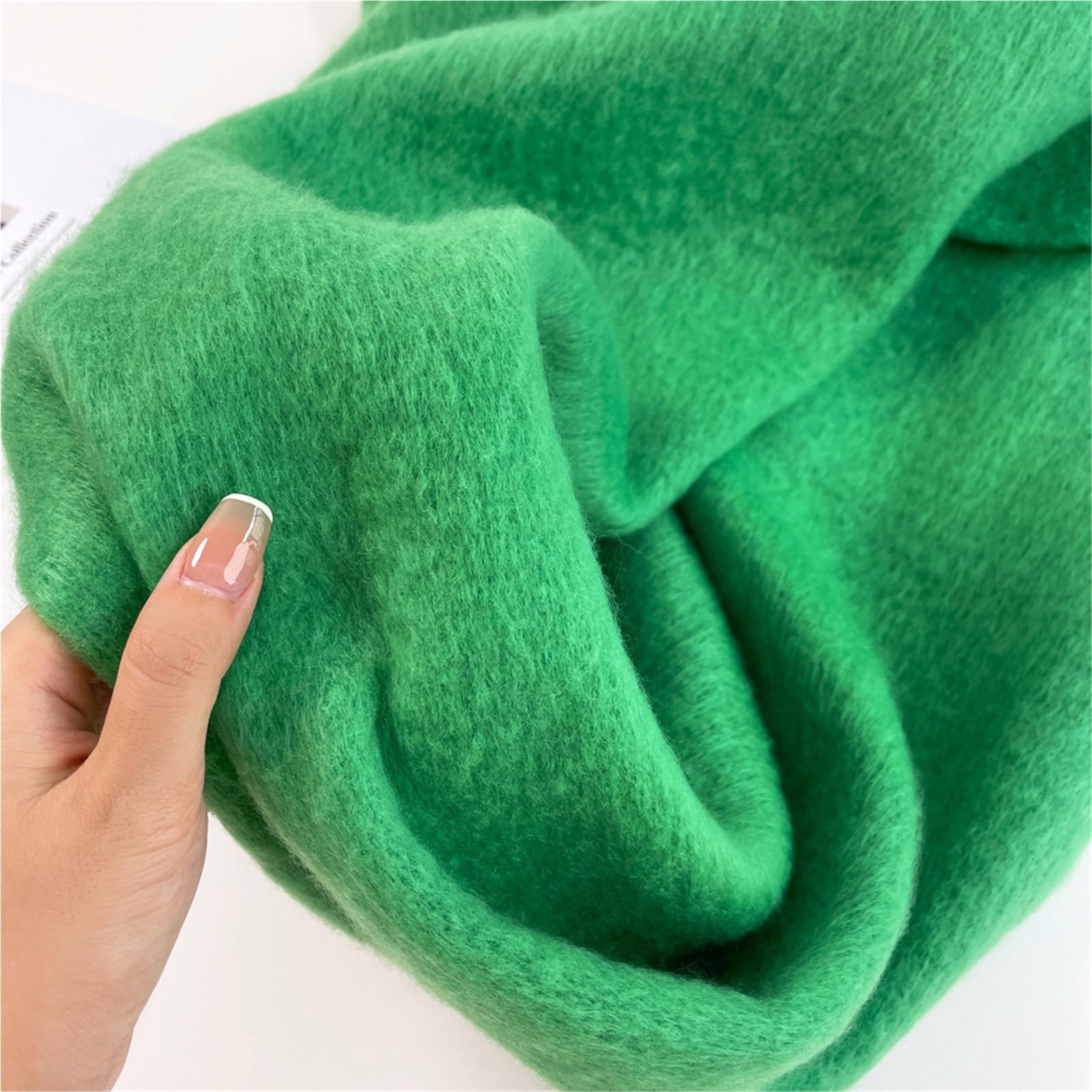 Sciarpa Pashmina Invernale in Mohair da Donna, Sciarpa Lunga Calda Morbida e Ispessita, Scialle soffice con Nappe Classiche(Light Blue)