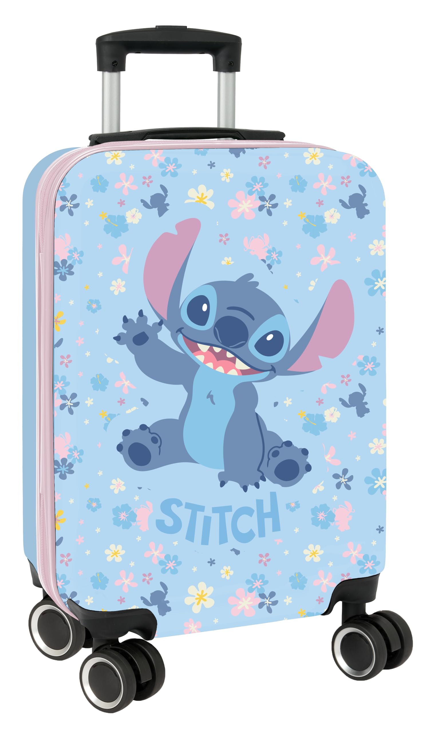 Stitch Happy - Trolley de Cabina 20 Pulgadas, Maleta con Ruedas, Candado de Seguridad, Maleta Ligera, 34.5x20x55 cm