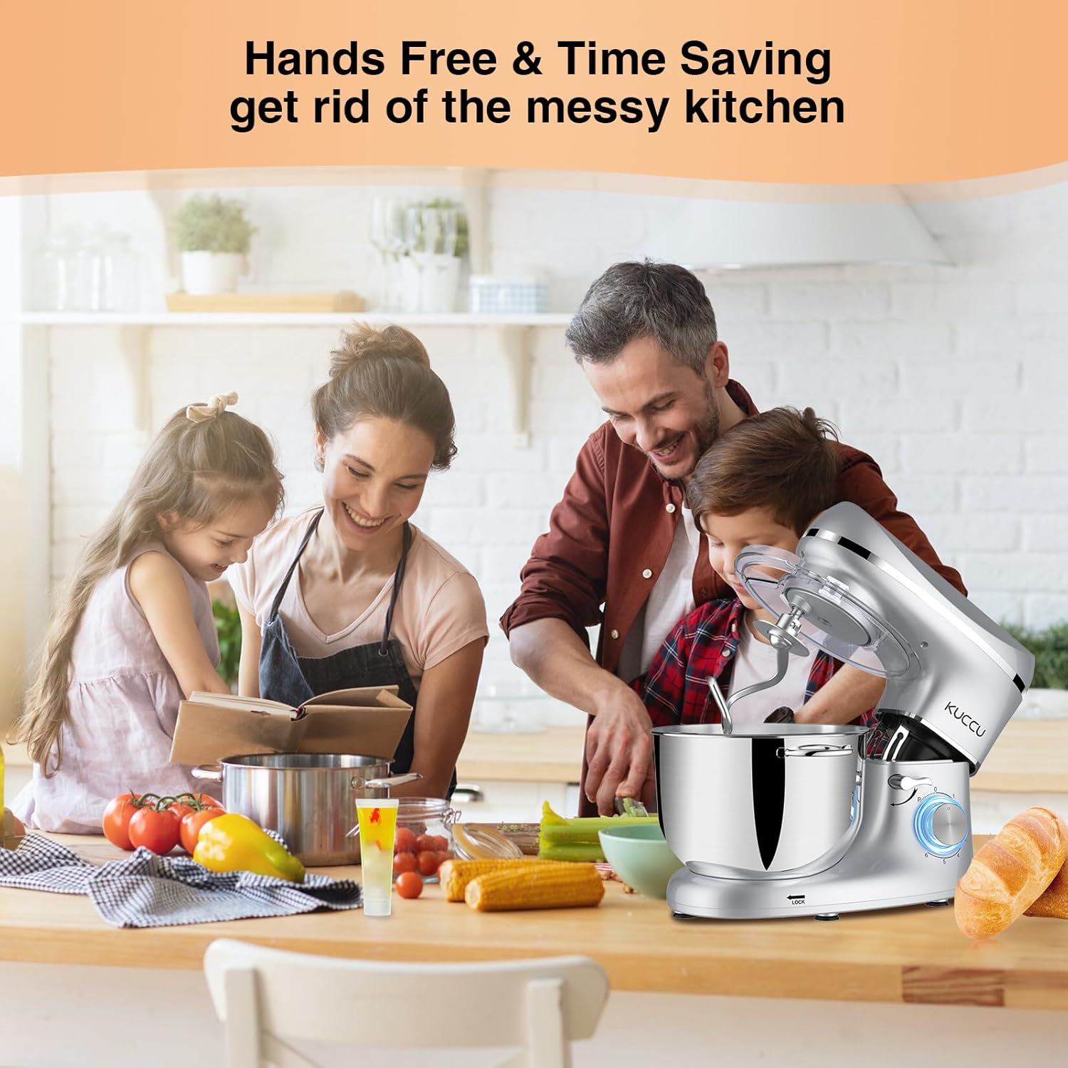 Stand Mixer, 6.5 Qt 660W, 6-Speed Tilt-Head Food Dough Mixer, Kitchen Electric Mixer with Stainless Steel Bowl,Dough Hook,Whisk, Beater, Egg white separator (6.5-QT, Silver)