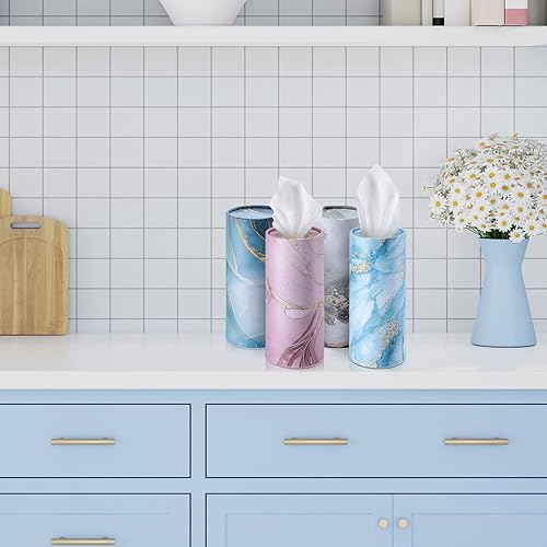 Miniatura 43 de Outus 12 soportes para cilindros de pañuelos de automóvil con 3 capas de pañuelos faciales a granel negro y blanco redondo para pañuelos, cajas