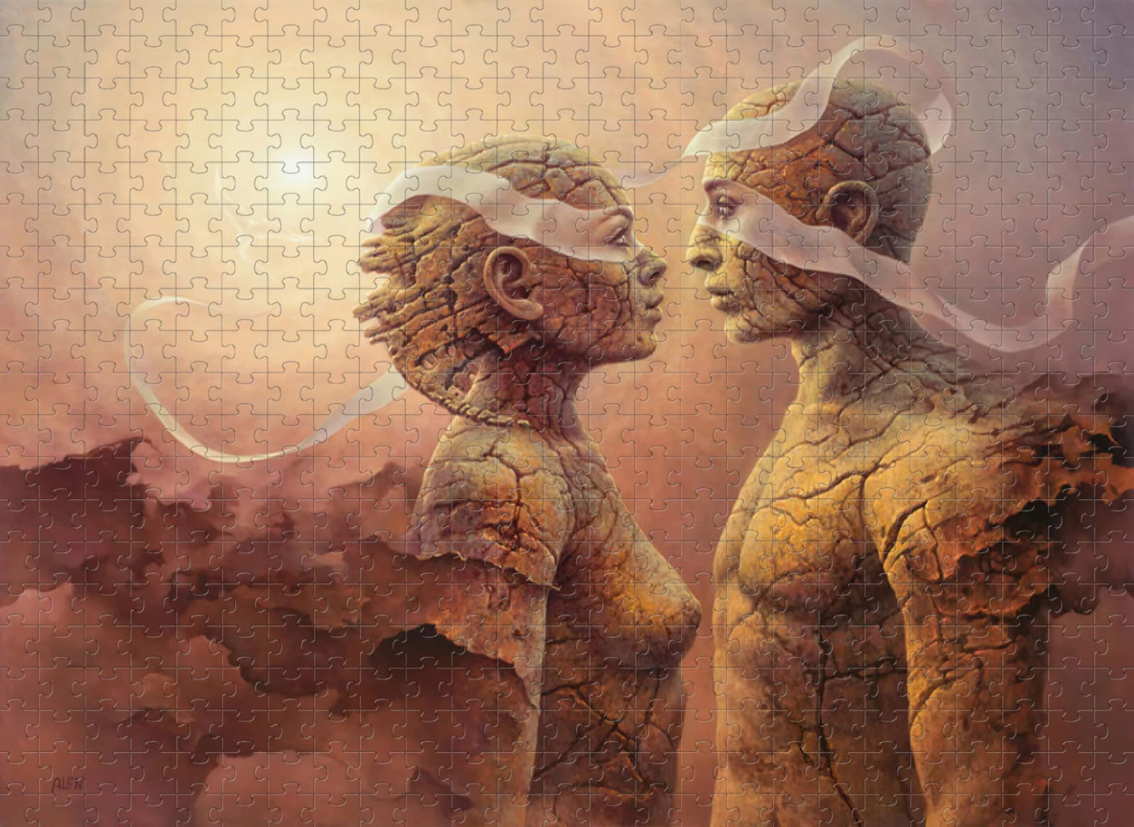 Puzzle in legno da 1500 pezzi con coppia di pietre mascherate