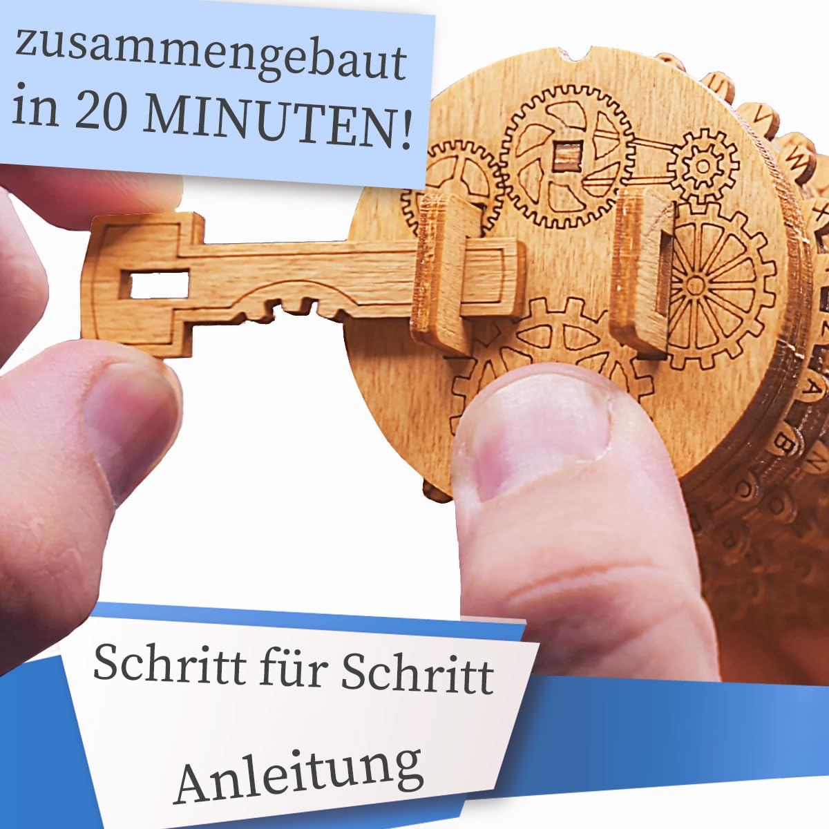 iDventure Kryptos - Bausatz aus Holz - 3D Puzzle - Cryptex Denkspiel - Knobelspiel - Geduldspiel - Logikspiel 3D Holzpuzzle Geschenkverpackung Questbox Valentinstag