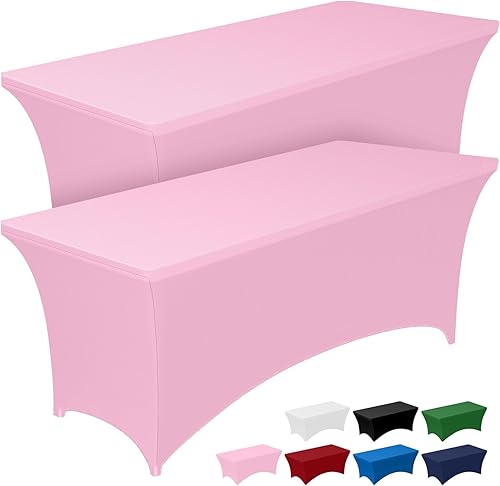 Pureegg Mantel de elastano de 6 pies, paquete de 2, paño ajustado y ajustado para mesa rectangular, sin arrugas y elástico para fiestas, bodas,
