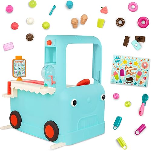 B. toys - Ice Cream Shoppe- Juguetes de helado de simulación, tabletas y accesorios - Camión de comida interactivo para niños pequeños, niños -