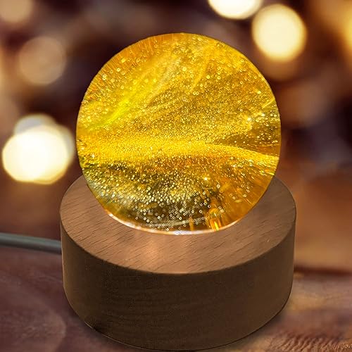 FZBHRO Mini bola de cristal colorida con temática espacial luz nocturna esfera de cristal piedras preciosas para decoración de habitación con base