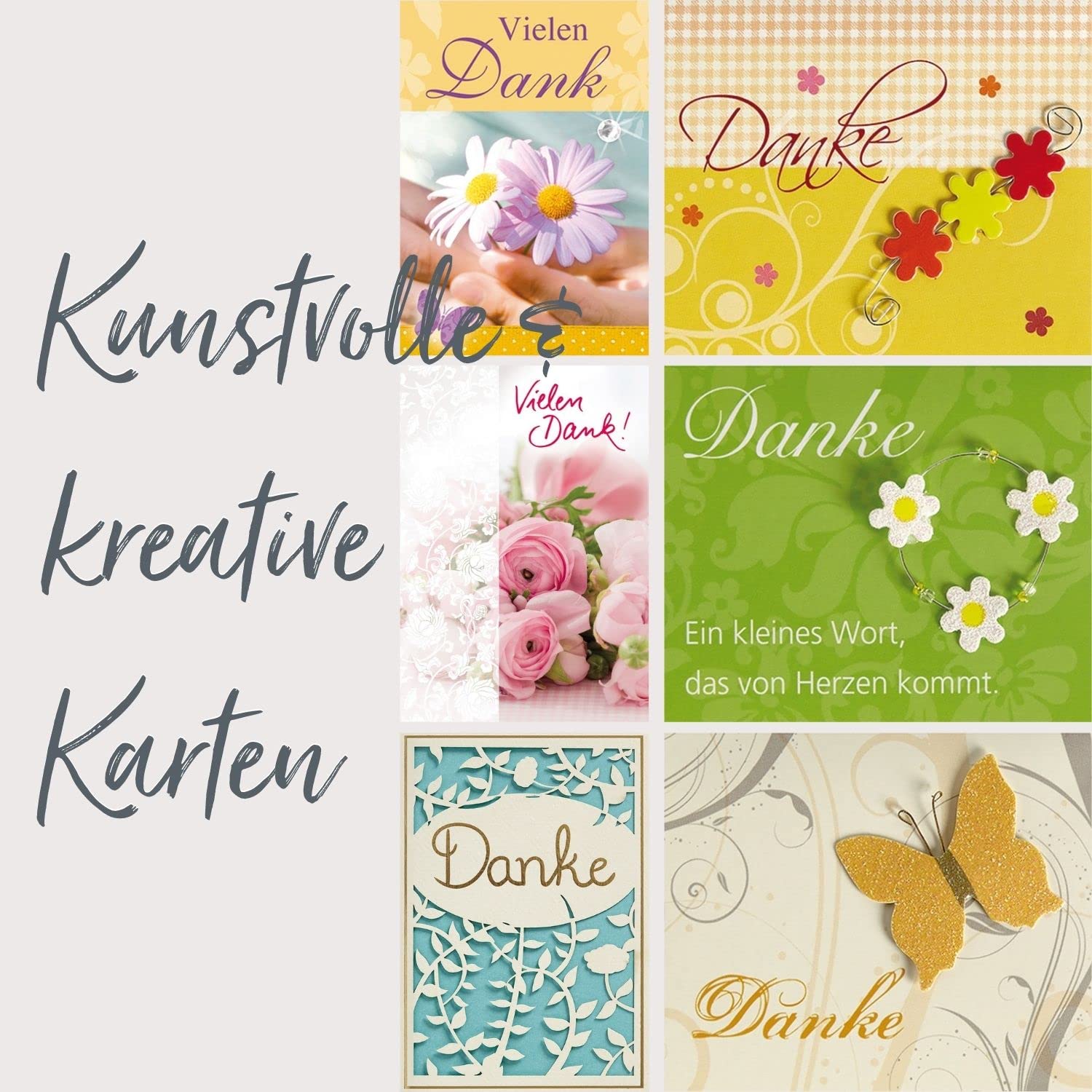 Dankeskarten Mit Schmetterlingen & Gold-Schrift – 100 Stück, 5,1x8,9 Cm, Für Business & Privat