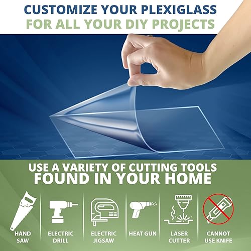 Miniatura 3 de Dvine Dezines - Paquete de 20 hojas de plexiglás transparentes de 8 x 10 pulgadas para corte láser con película protectora de dos caras paneles de