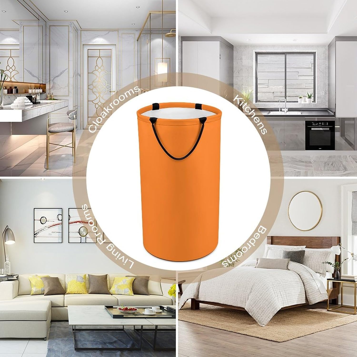 Beauty Burnt Orange Laundry Hamper, Extra Large Waterproof Laundry Basket with Handles, Foldable Dirty Clothes Basket for Home, Dorm