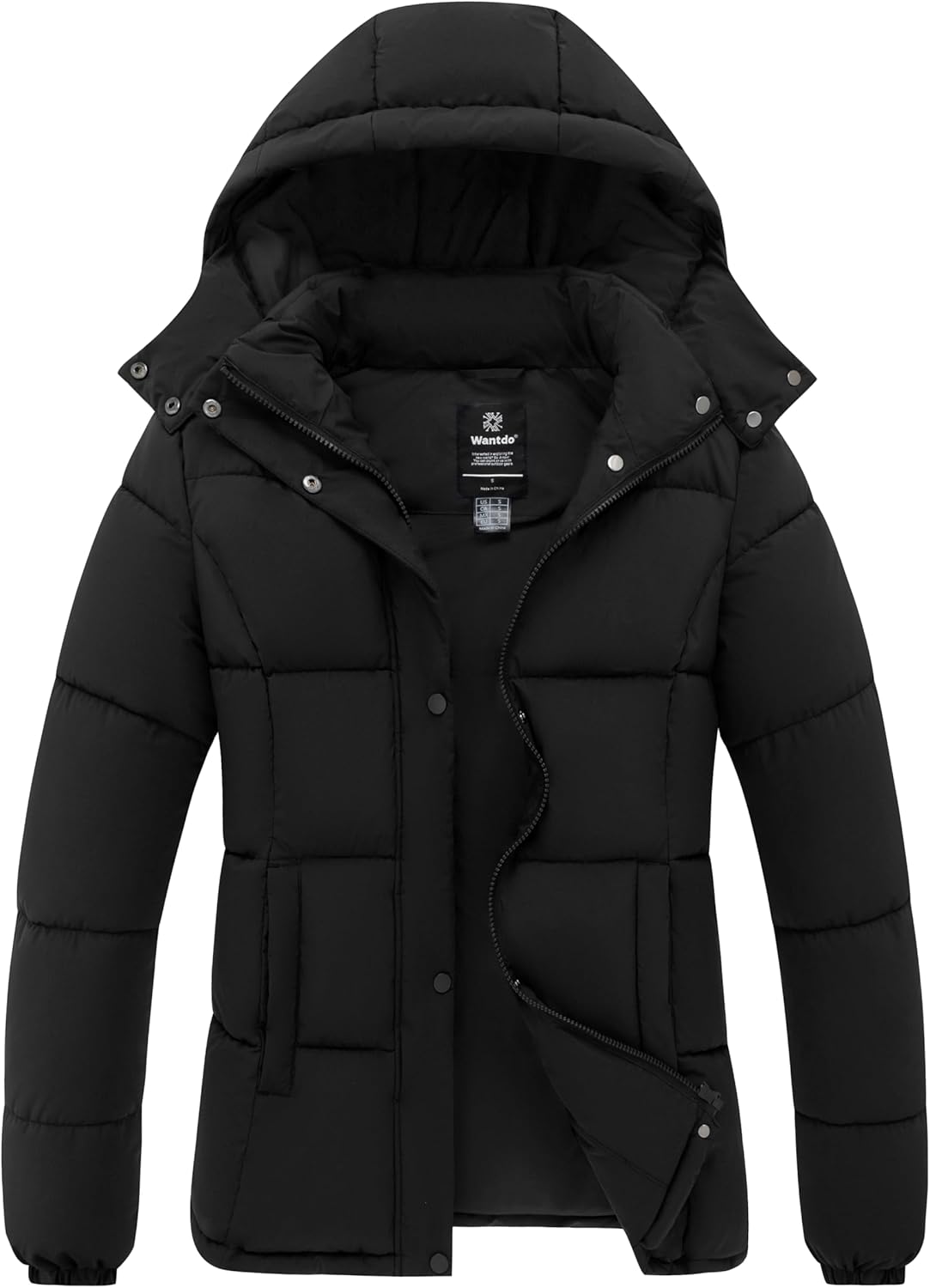 wantdo Women's Puffer Jacket Lightweight Winter Coat with Removable Hood