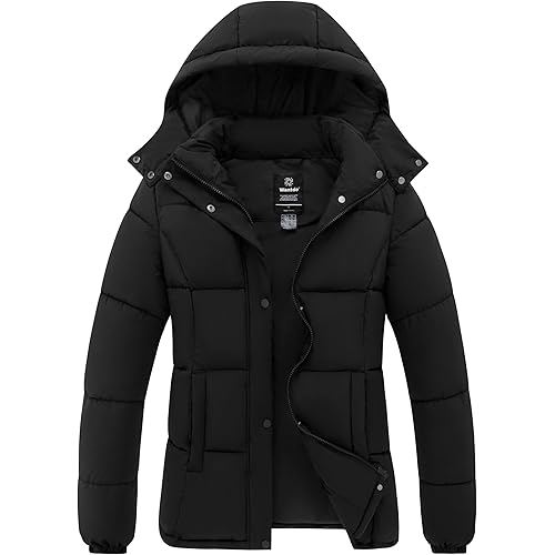 wantdo Women's Puffer Jacket Lightweight Winter Coat with Removable Hood
