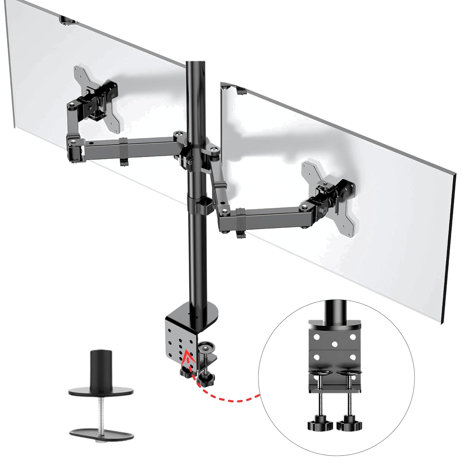Dual Stand for Desk, Dual Arm Desk Mount Stand for Trading Setup at Home, Holds Upto 32 Inch Monitor with 10 Kg Weight Capacity (Dual Monitor Stand)