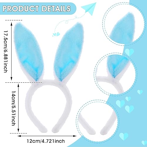 Miniatura 3 de Sibba Diadema de orejas de conejo, 1 pieza, accesorio de oreja de conejo, para Pascua, Halloween, cosplay, fiesta, Navidad, bandas para el cabello,