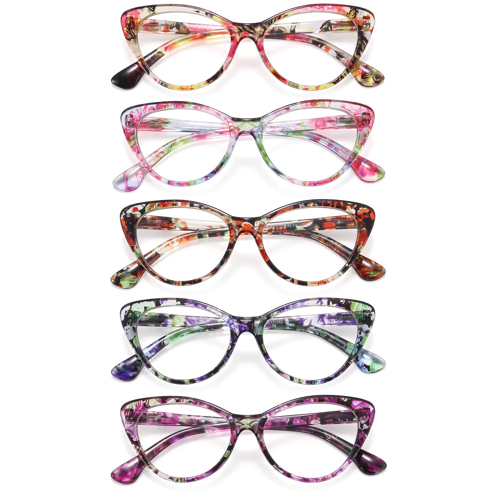 NOVIVONReading Glasses Women 5 Pack, Blue Light Blocking Readers Vintage Cat Eye Eyeglasses Anti Glare Filter UV Ray