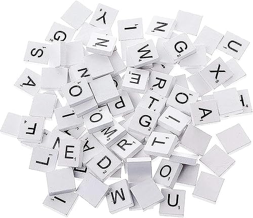 Scrabble Tiles - Juego completo en letras de ortografía blanca, juego de mesa de Scrabble ideal para reemplazo de juegos, bodas, manualidades y