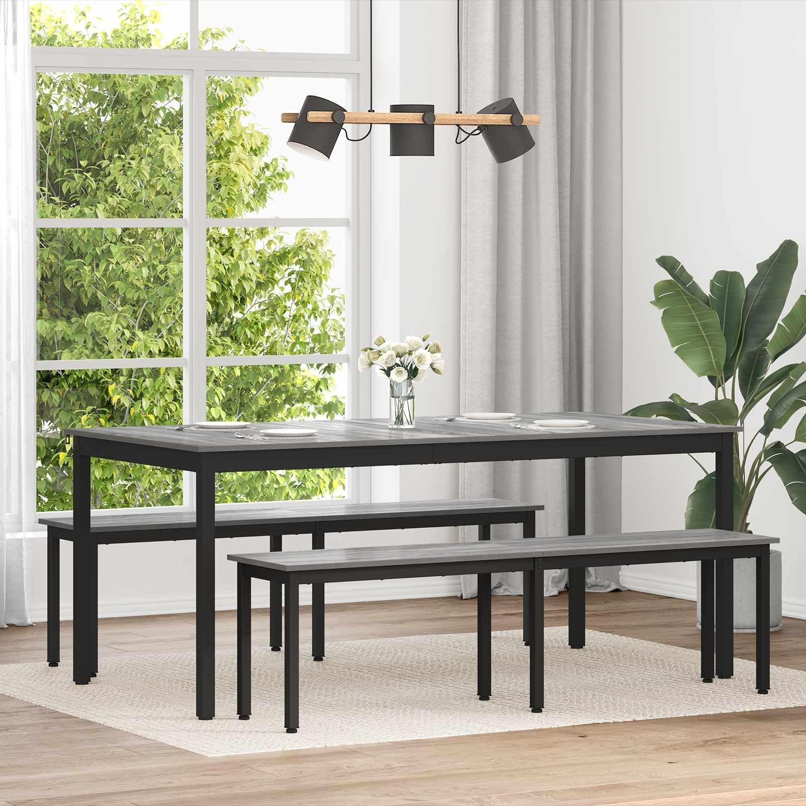 Table à manger rectangulaire bois 180x90cm salon cuisine