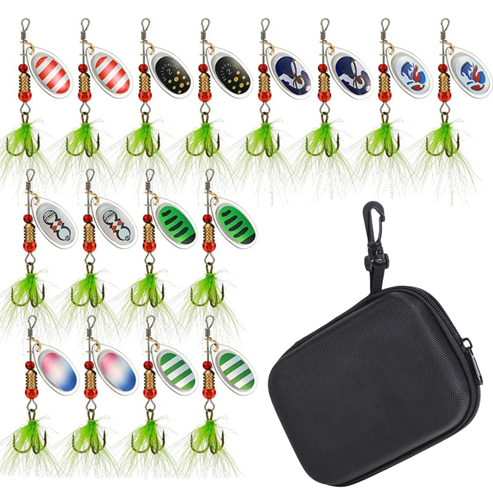 Spinner Bait Set- 5Pcs/10Pcs16Pcs Multi Colored Fishing Spinners Lures Spoon Baits Fishing Lure Crankbaits Set for Trout Pike Bass Salmon with Box (Pattern E 16Pcs) โ image 1