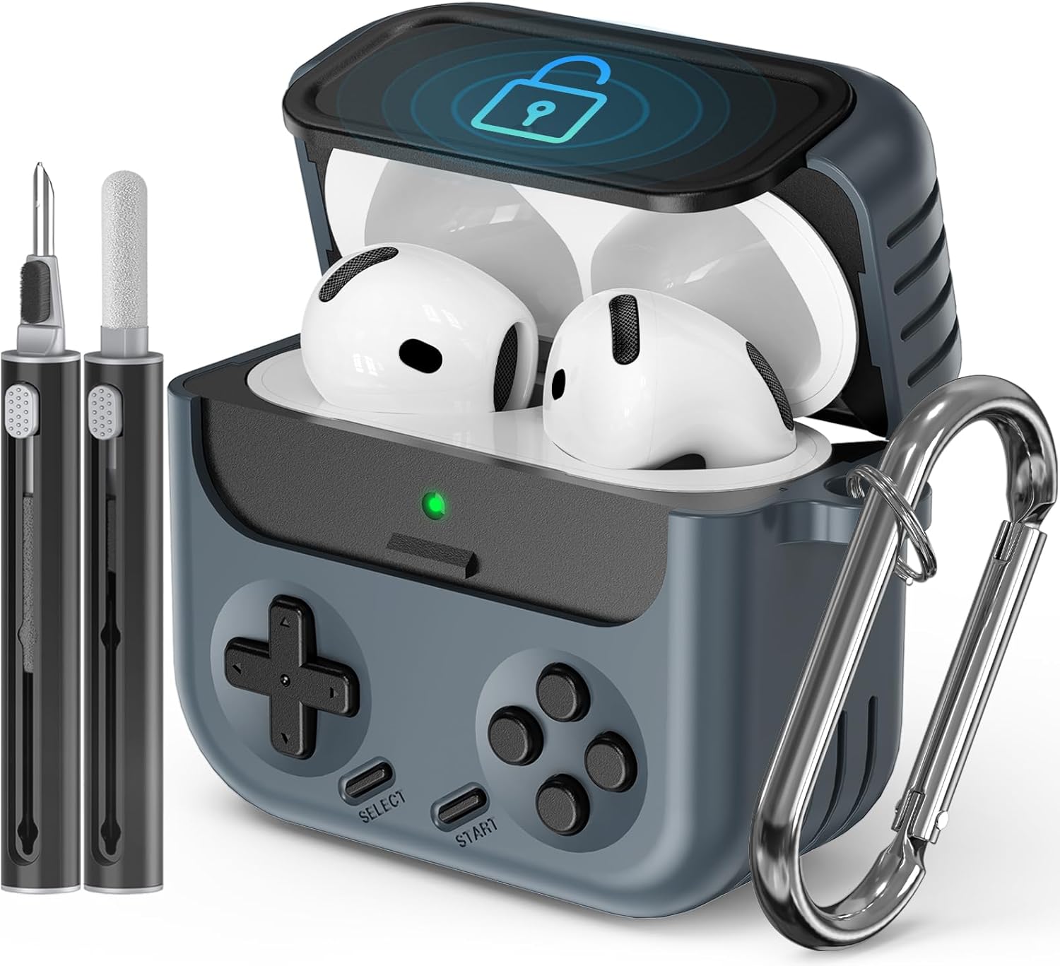 Inesore for Airpods 4 Case with Lock,Compatible with Airpods 4 with Active Noise Cancellation Cases,Classic Cool Funny Game Console Air pods4 Case Cover for Men Boy with Cleaner Kit(Black) - Amazon product rated Grade B
