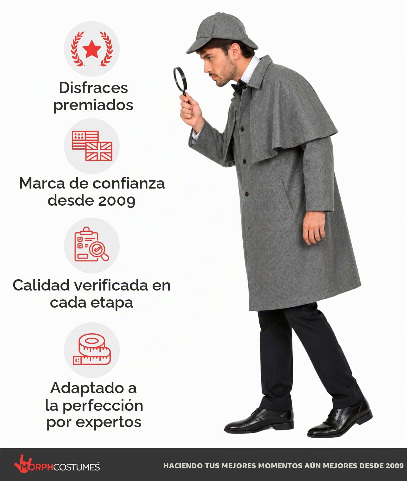 Fun Shack Disfraz Detective Victoriano Hombre,Disfraces Sherlock Holmens, Traje Victoriano, Disfraz Carnaval y Halloween